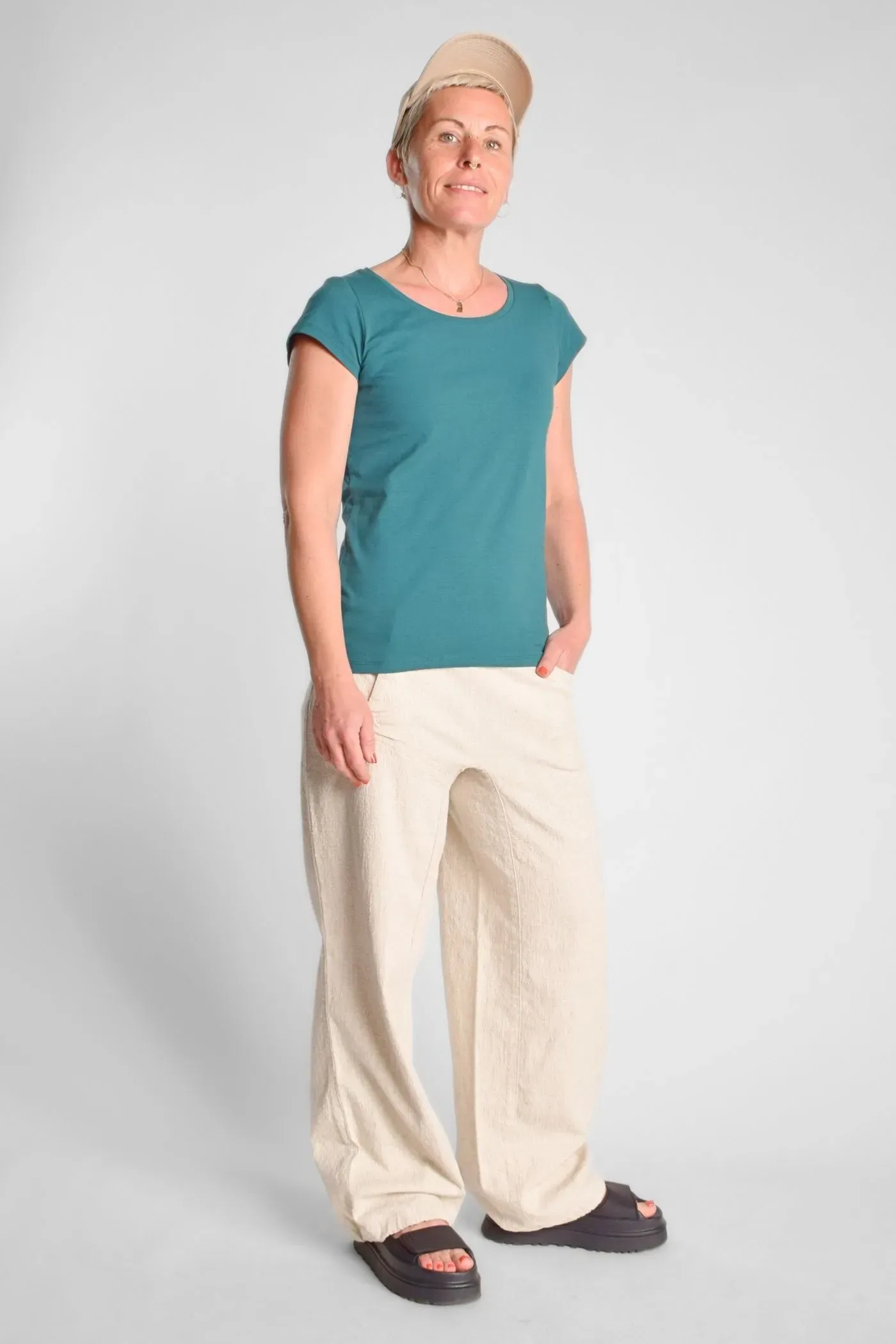 Bio-Baumwolle T-Shirt für Damen in Petrol – Rundhals – Green Potatoes