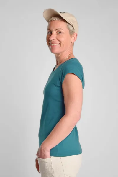 Bio-Baumwolle T-Shirt für Damen in Petrol – Rundhals – Green Potatoes