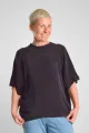 Schwarzes Oversize Shirt für Damen – Cupro & Rundhals – Potatoes
