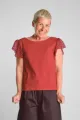 Rotes Bio Top für Damen – Bio-Baumwolle & Rüschen – Green Potatoes