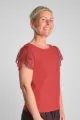 Rotes Bio Top für Damen – Bio-Baumwolle & Rüschen – Green Potatoes
