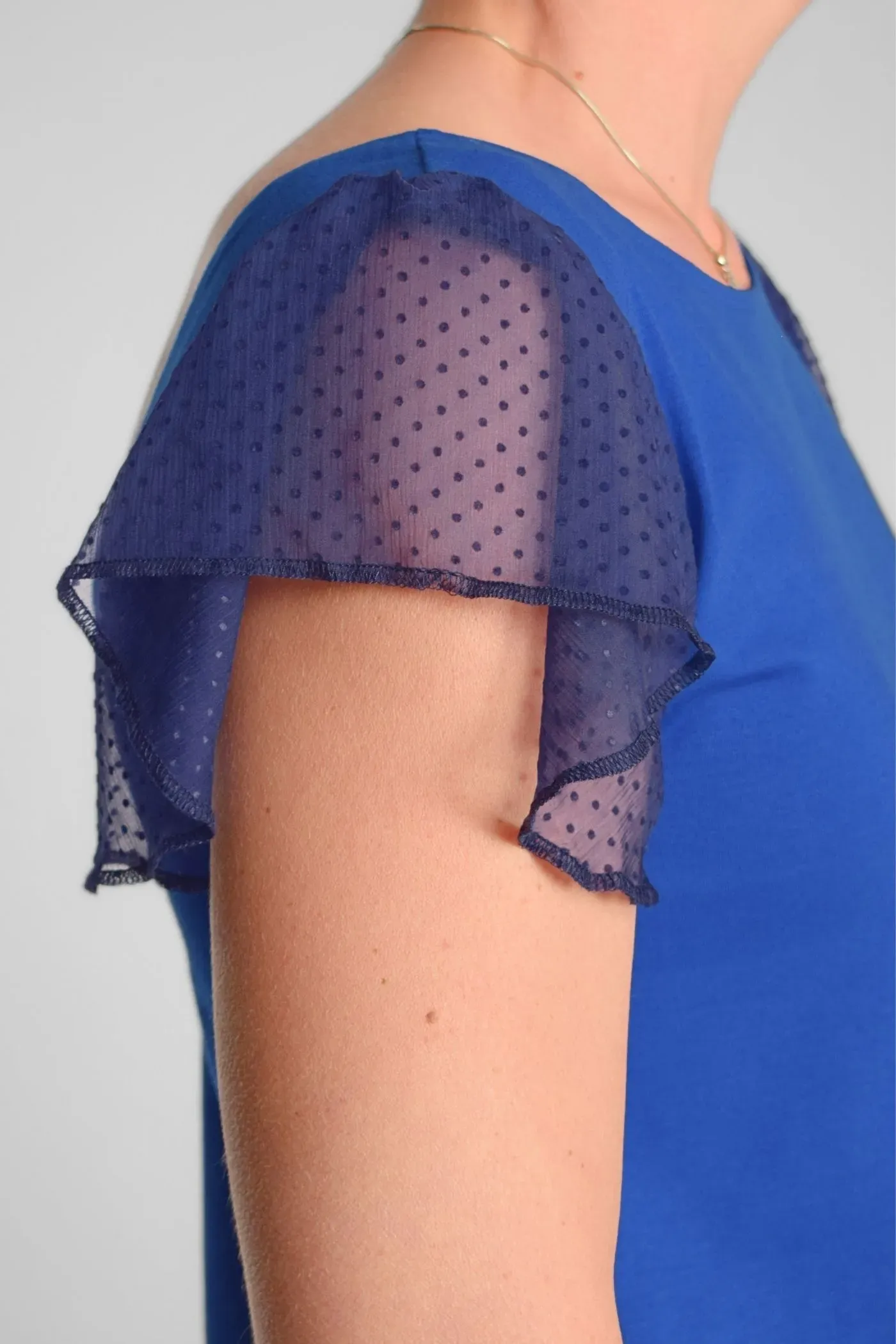Blaues Bio Top für Damen – Bio-Baumwolle & Rüschen – Green Potatoes