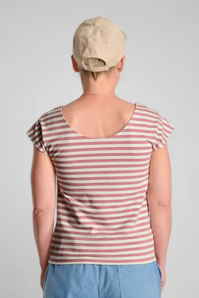 Rückansicht auf Top "Thrude" in rosa beige gestreift