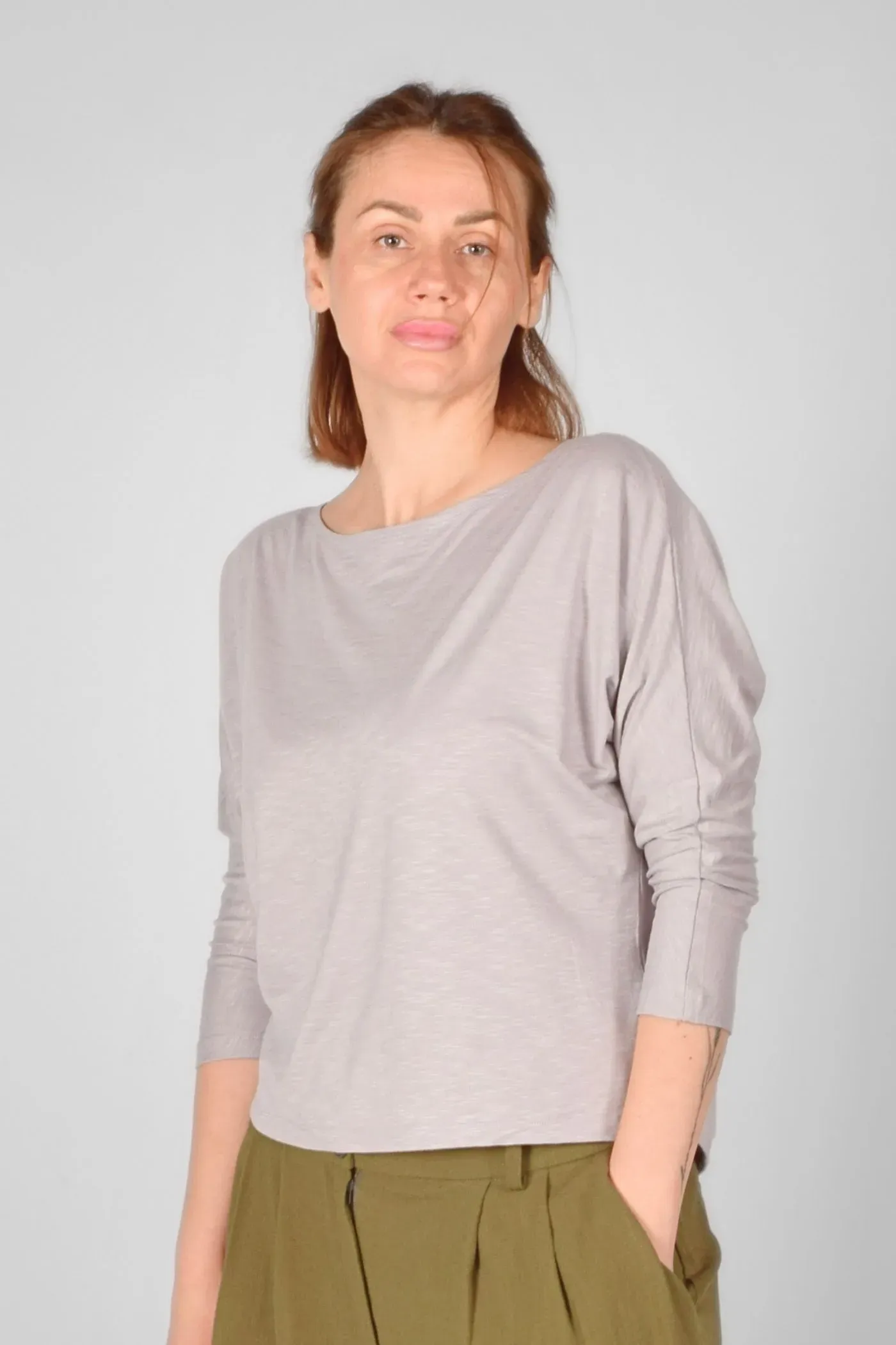 Viskose Shirt für Damen hellgrau 3/4-Arm – Potatoes