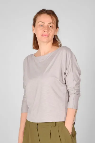 Viskose Shirt für Damen hellgrau 3/4-Arm – Potatoes