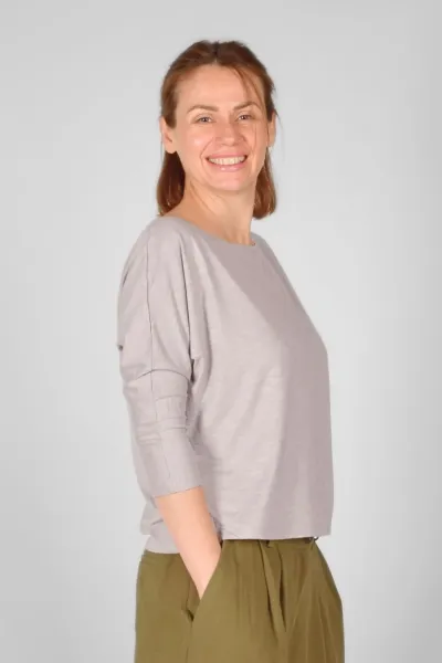 Viskose Shirt für Damen hellgrau 3/4-Arm – Potatoes