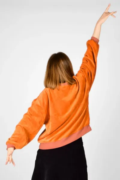 Samt Nicki Pullover für Damen in Orange - fair produziert - Potatoes