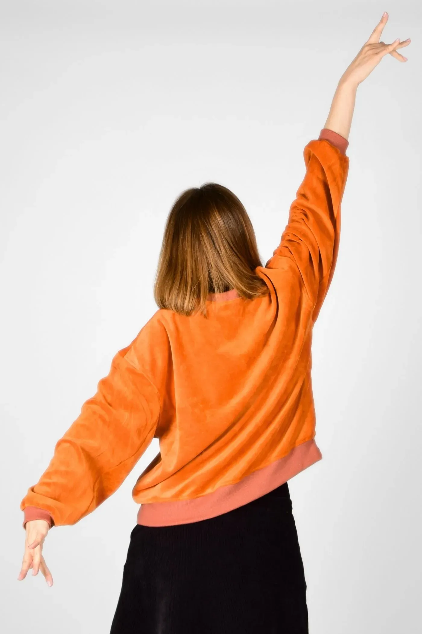 Samt Nicki Pullover für Damen in Orange - fair produziert - Potatoes