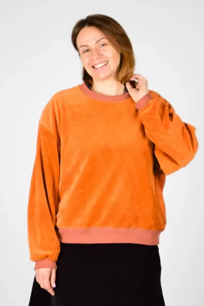 Samt Nicki Pullover für Damen in Orange - fair produziert - Potatoes