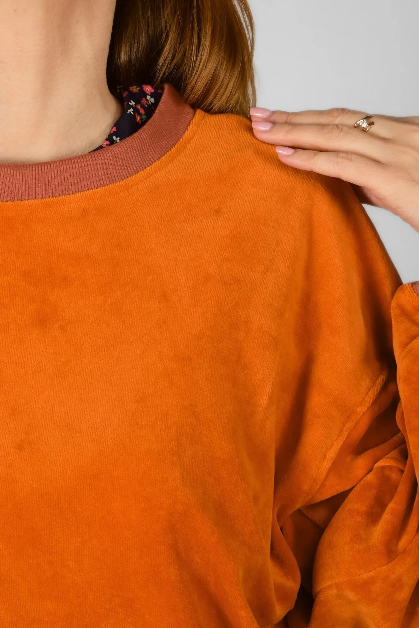 Samt Nicki Pullover für Damen in Orange - fair produziert - Potatoes