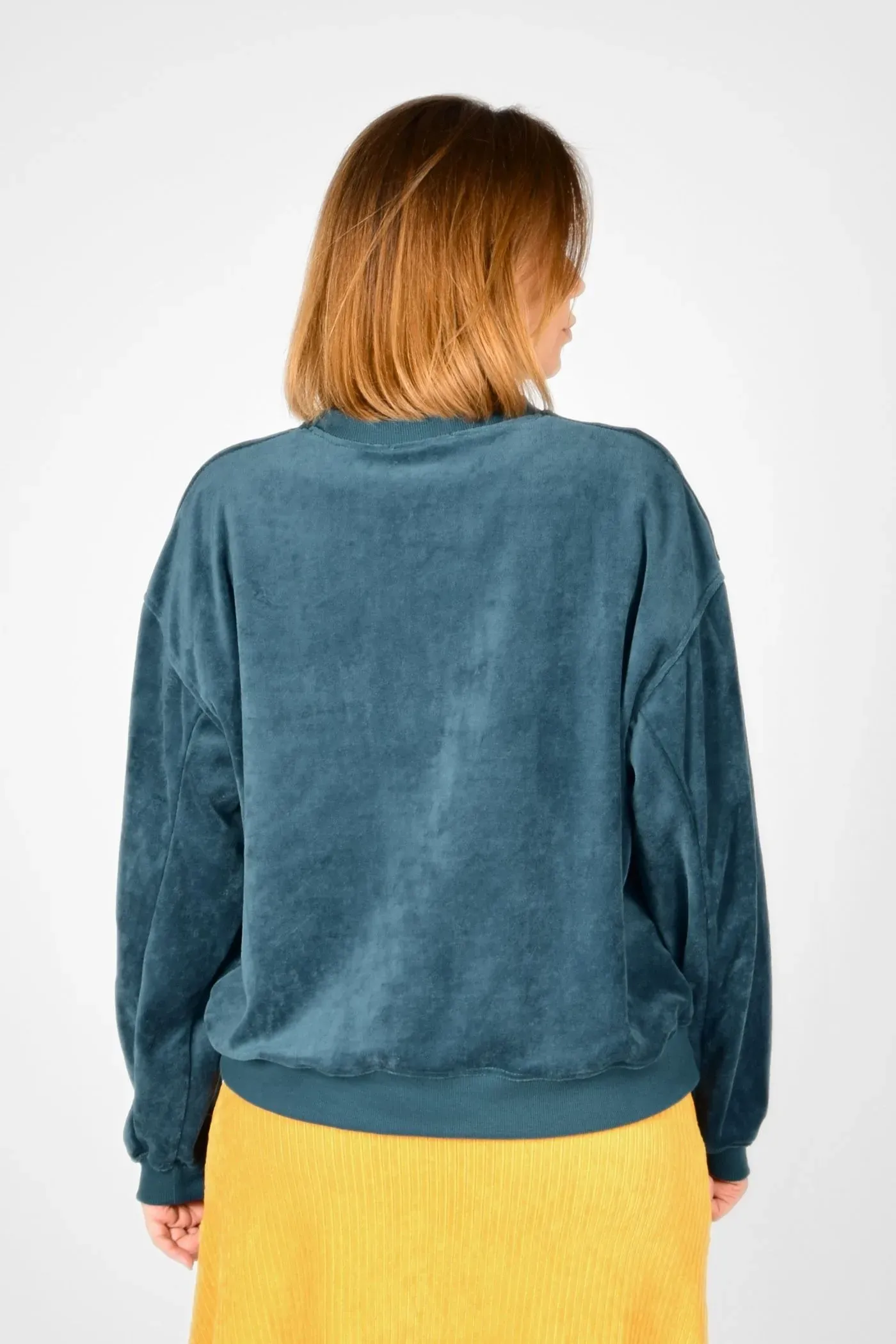 Samt Nicki Pullover für Damen in Petrol - fair produziert - Potatoes