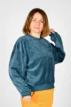 Samt Nicki Pullover für Damen in Petrol - fair produziert - Potatoes
