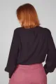 Viskose Bluse für Damen Langarm - Schwarz - Adrett