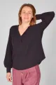 Viskose Bluse für Damen Langarm - Schwarz - Adrett
