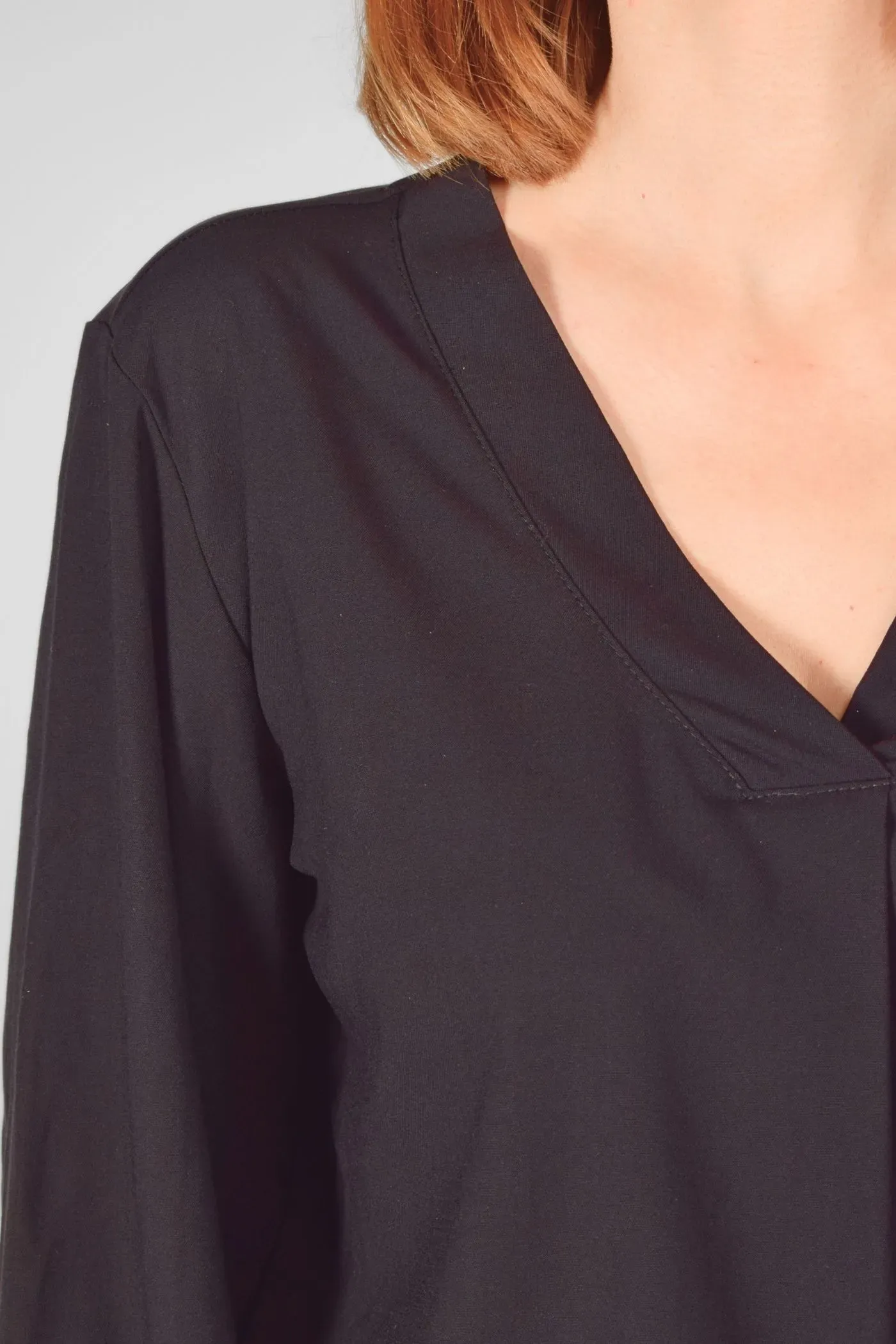 Viskose Bluse für Damen Langarm - Schwarz - Adrett