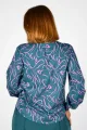 Viskose Bluse für Damen Langarm - Flieder Petrol Muster - Adrett