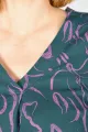 Viskose Bluse für Damen Langarm - Flieder Petrol Muster - Adrett