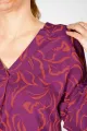Viskose Bluse für Damen Langarm - Rot Violett Muster - Adrett