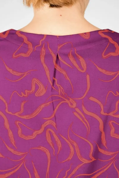Viskose Bluse für Damen Langarm - Rot Violett Muster - Adrett