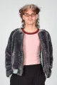 Graue Plüsch Blouson-Jacke für Damen - Kunstfell - Potatoes