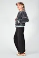 Graue Plüsch Blouson-Jacke für Damen - Kunstfell - Potatoes