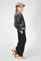 Graue Plüsch Blouson-Jacke für Damen - Kunstfell - Potatoes