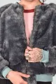 Graue Plüsch Blouson-Jacke für Damen - Kunstfell - Potatoes