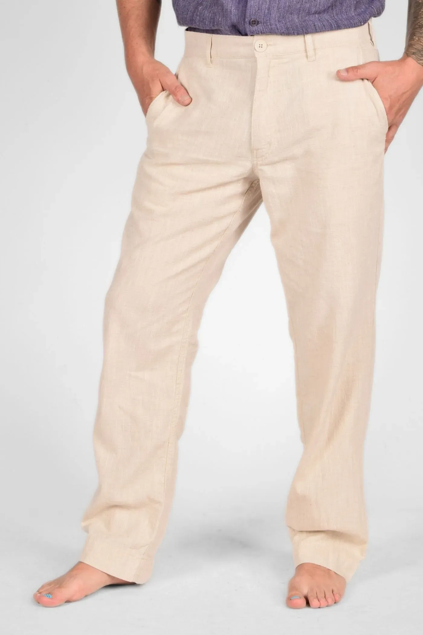 Chino Hose für Herren - Leinen in Beige - Helden & Halunken
