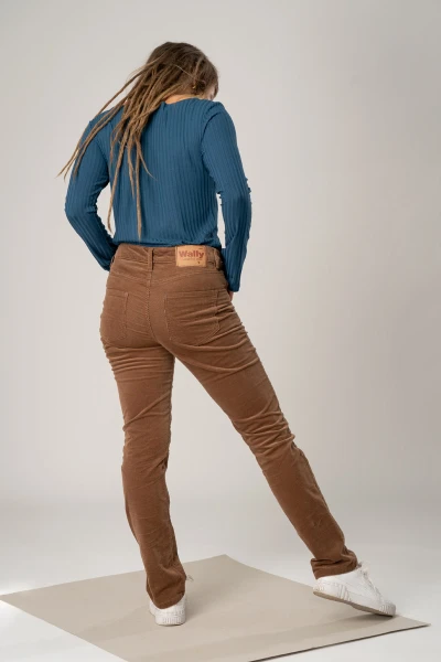 Cordhose für Damen Straight Leg Hellbraun Front