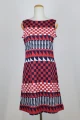 Kleid "Brenda" - rot/navy geometrisch gemustert