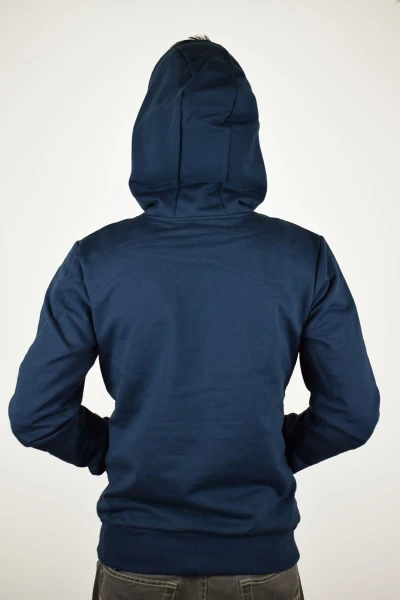 Hoodie Kapuzenpullover für Herren aus Biobaumwolle in Dunkelblau Seitenansicht