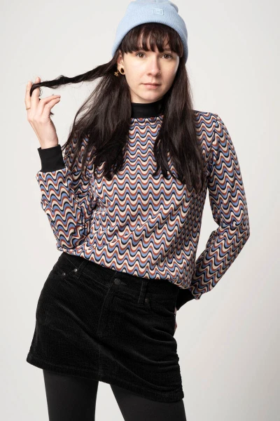 Minirock Cord "Jane Mini" Schwarz für Damen von vorne