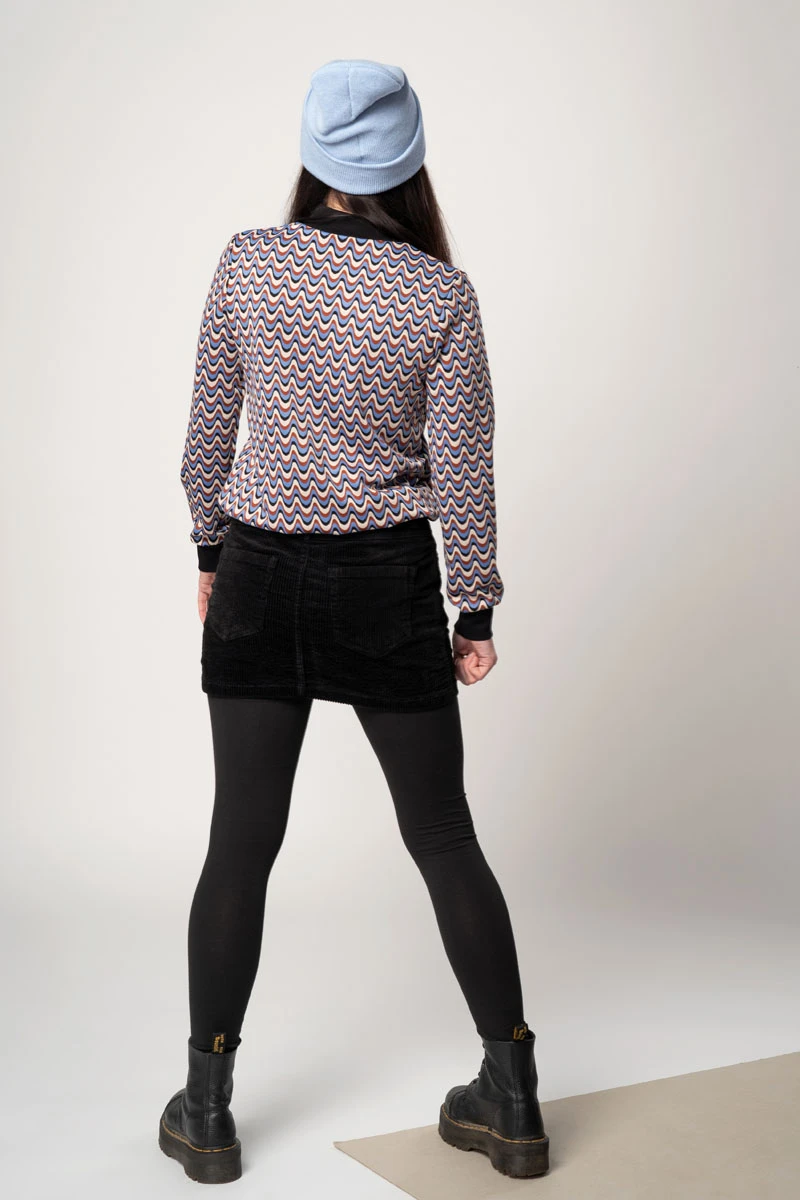 Minirock Cord "Jane Mini" Schwarz für Damen Breitcord Schwarz von hinten