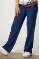 Wide Leg Hose für Damen in Blau aus Wolle Frontansicht