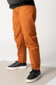 Hose für Damen im Mom-Fit aus Baumwolle Orange Nahansicht linke Seite