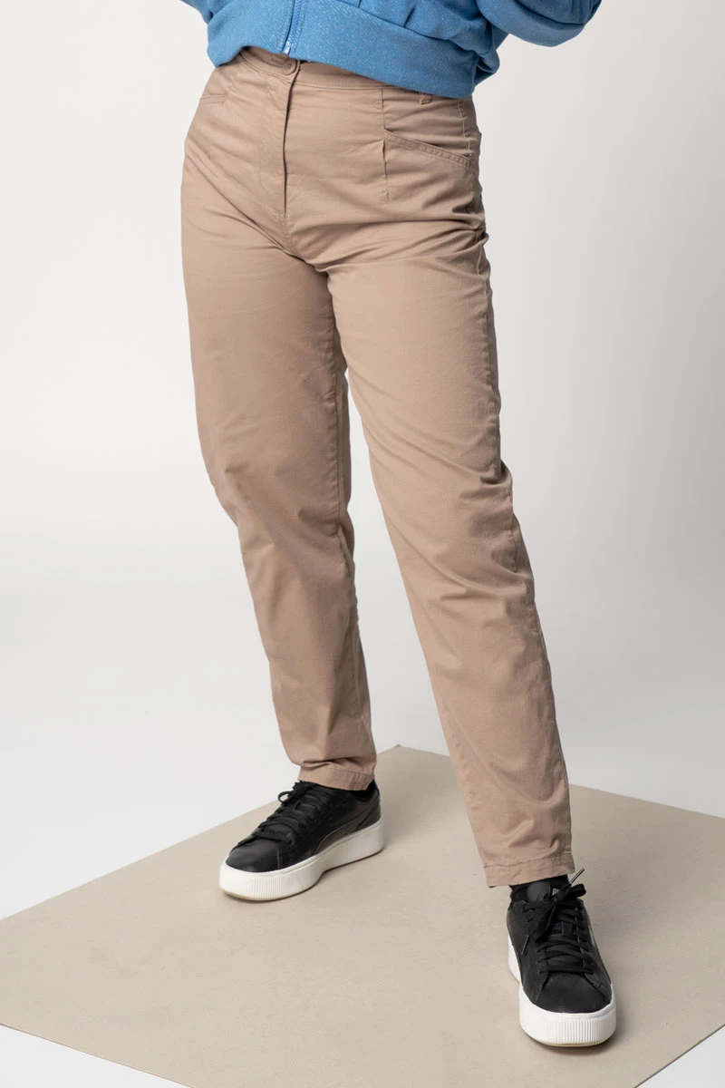 High Waist Hose für Damen Beige Baumwolle