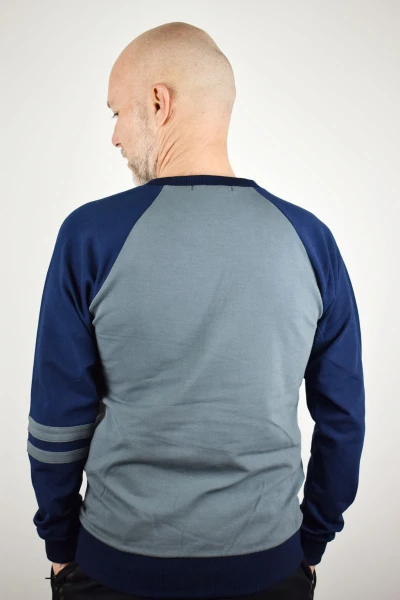 Sweatshirt für Herren aus Baumwolle in Blau und Grau Frontansicht