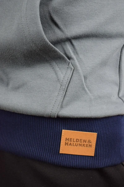 Sweatshirt für Herren aus Baumwolle in Blau und Grau Detailansicht Bündchen