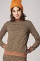 Stehkragen-Pullover "Ewe" - beige art deco pattern