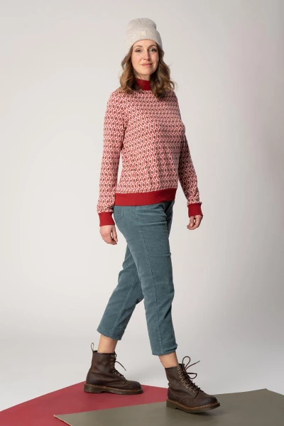 Stehkragen-Pullover "Ewe" - red brown cells von rechter Seite