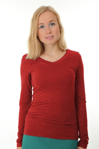 Langarmshirt aus Viskose für Damen in Rot Frontansicht