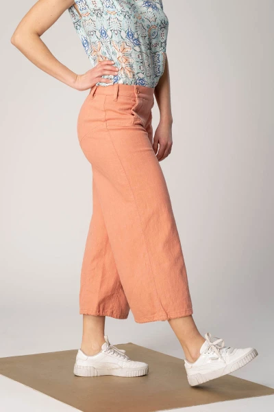 Wide Leg Leinenhose Damen Leinenmix Lachs Ansicht von rechter Seite