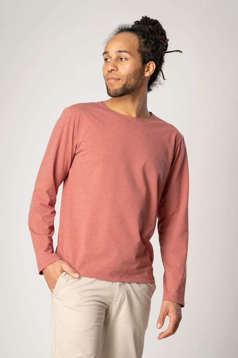 Langarmshirt für Herren in Rosa meliert