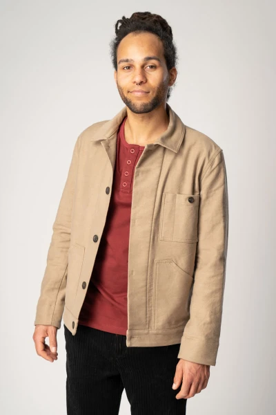 Worker-Jacke für Herren in Beige Helden und Halunken seitliche Ansicht