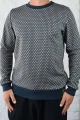 Pullover "Ewan" Viskose - blue art deco pattern