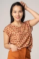 Bluse "Gabi" Kurzarm - orange braune Batikkreise