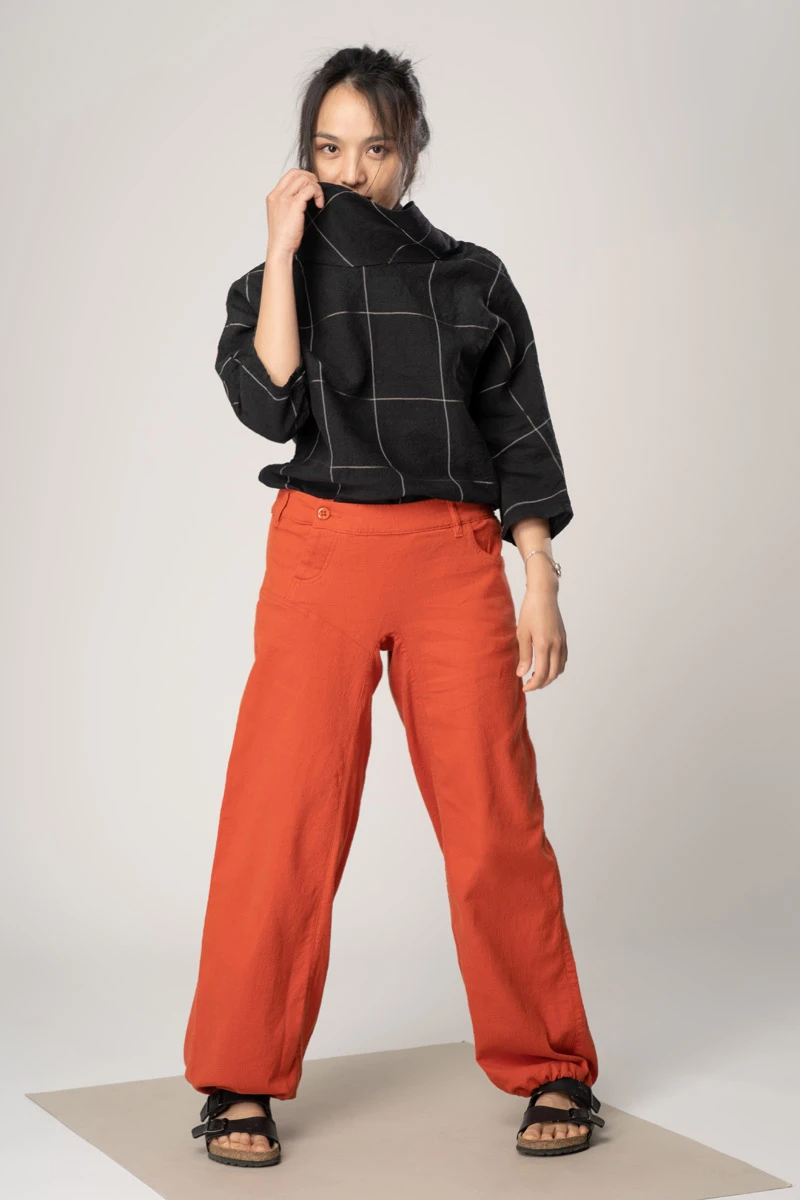 Wide Leg Hose für Damen Orange Ansicht von vorne