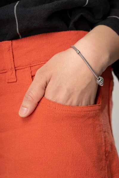 Wide Leg Hose für Damen Orange Detailansicht von Hosentasche