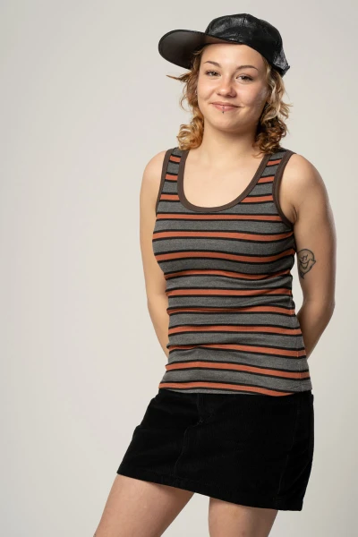 Tanktop für Damen mit Streifen in Orange und Grau