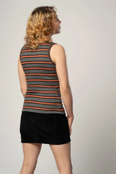 Tanktop für Damen mit Streifen in Orange und Grau